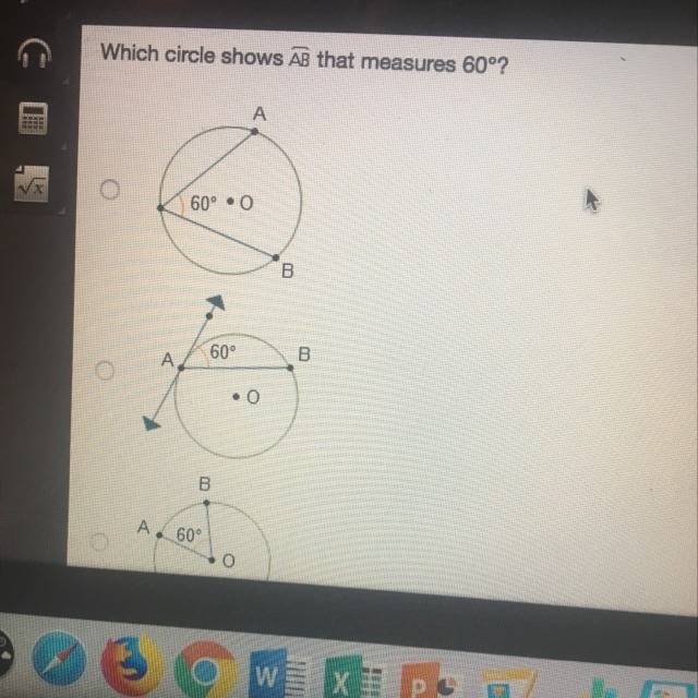 Which circle shows an that measures 60?-example-1