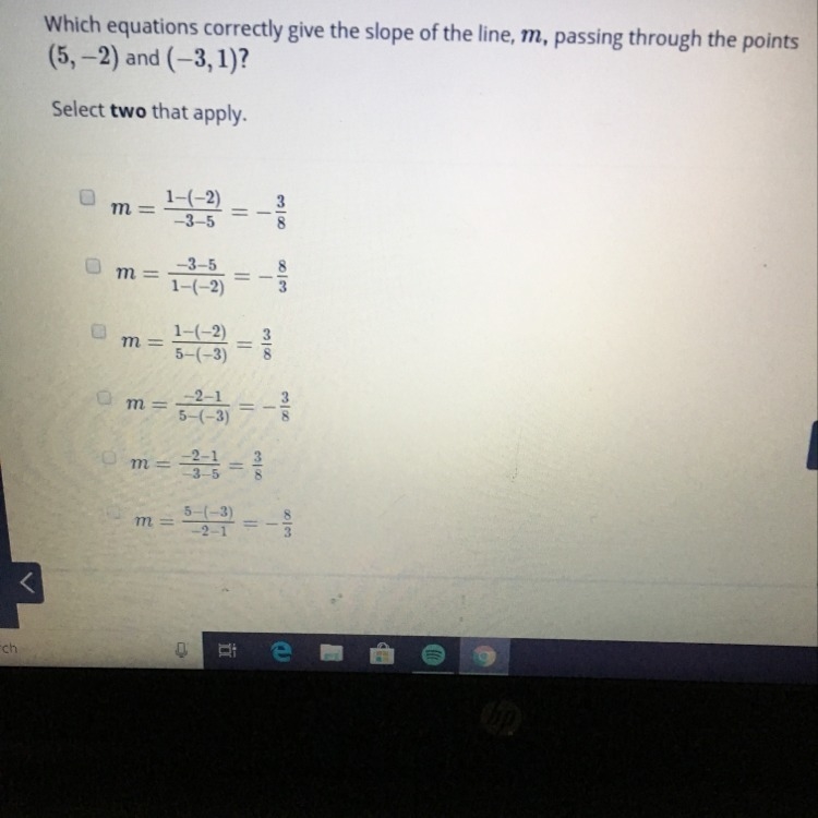 What are the two equations that apply to the points?-example-1