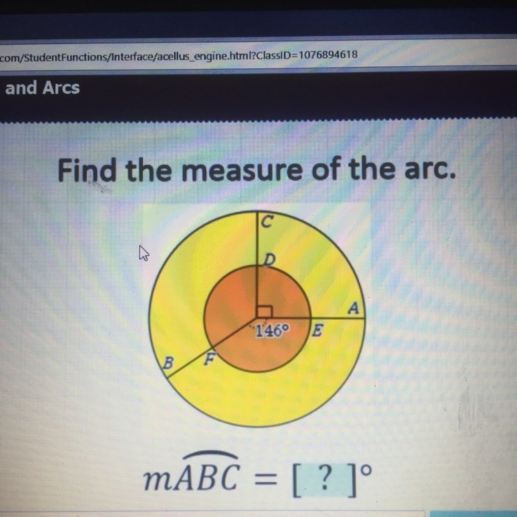 Help find the measure of the arc!!!-example-1