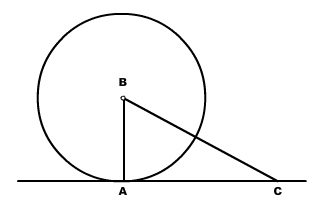 In the figure below, AC is tangent to circle B. BA is a radius of circle B and A is-example-1