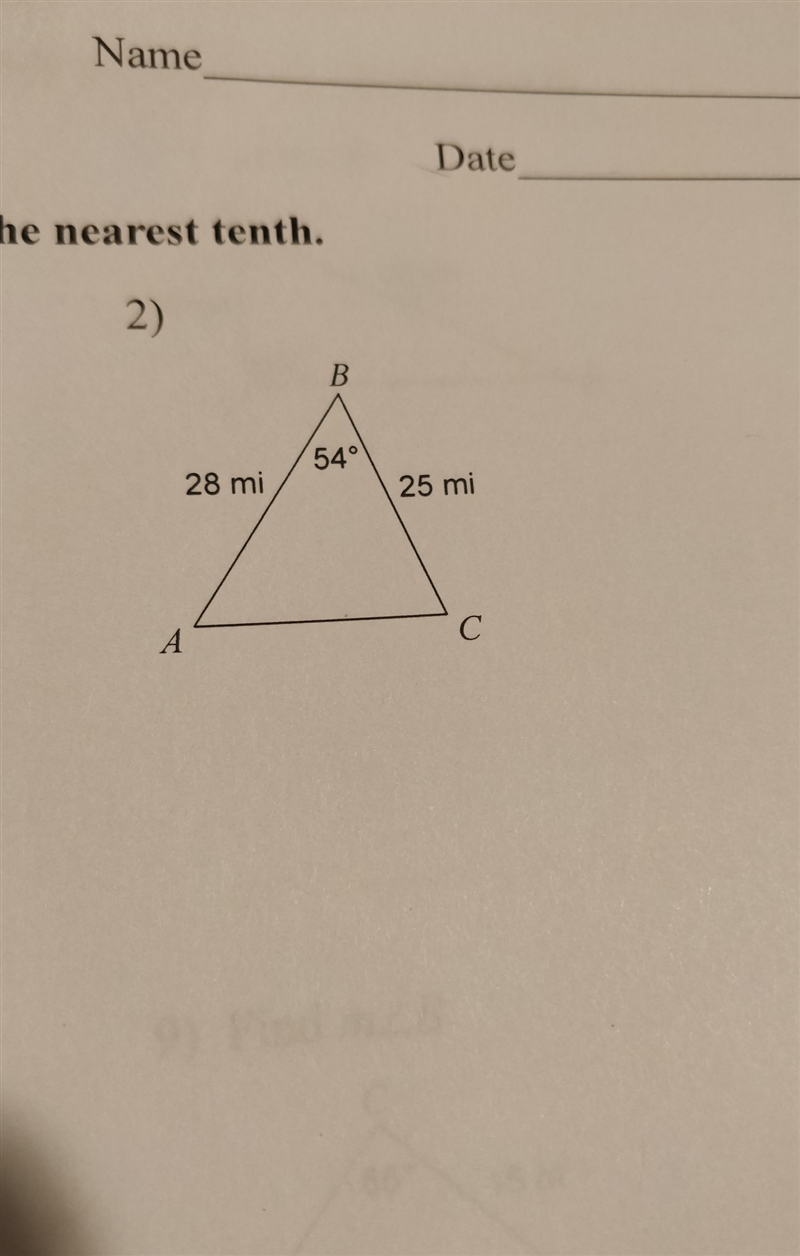 Solve Each Triangle. Round your answers to the nearest tenth.-example-1