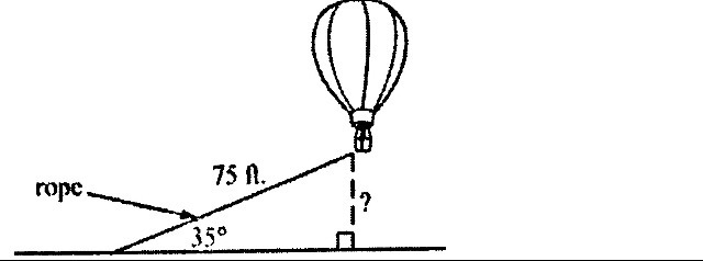 A rope is tied to the bottom of a hot air balloon as shown below. The rope makes an-example-1