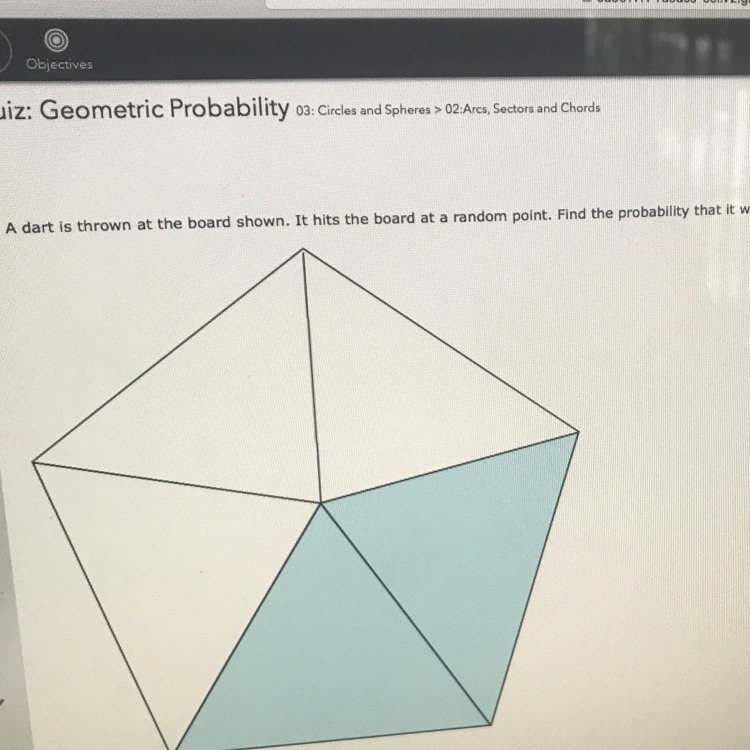 Find the probability that it will land in the shaded region? A)55% B)60% C)35% D)40%-example-1