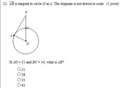 Math help please!!!!! If AO = 21 and BC = 14, what is AB?-example-1