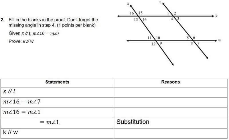 Geometry help please! 1. Fill in the blanks in the proof. Don’t forget the missing-example-1