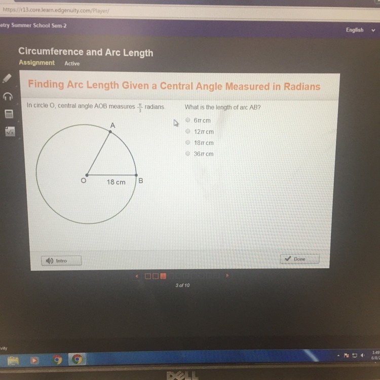 What is the length of arc ab?-example-1