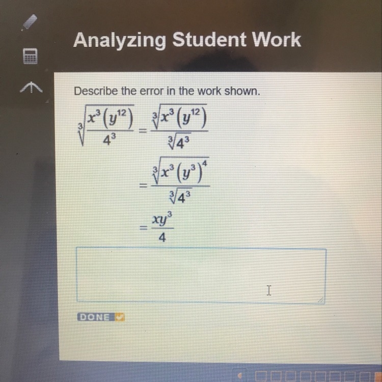 Describe the error in the work shown!!!! will take short answers !!! desperate-example-1