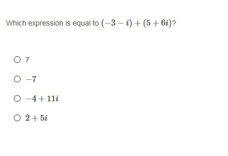 PLEASE HELP ASAP!!! CORRECT ANSWERS ONLY PLEASE!!! Which expression is equal to (−3 − i-example-1