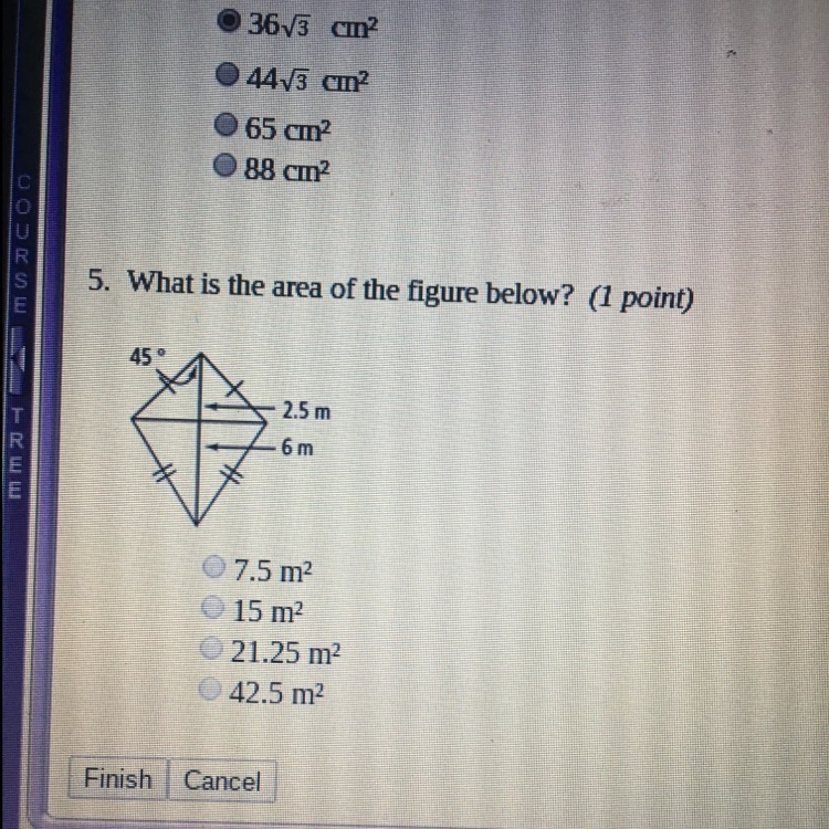 What is the area of the figure below?-example-1