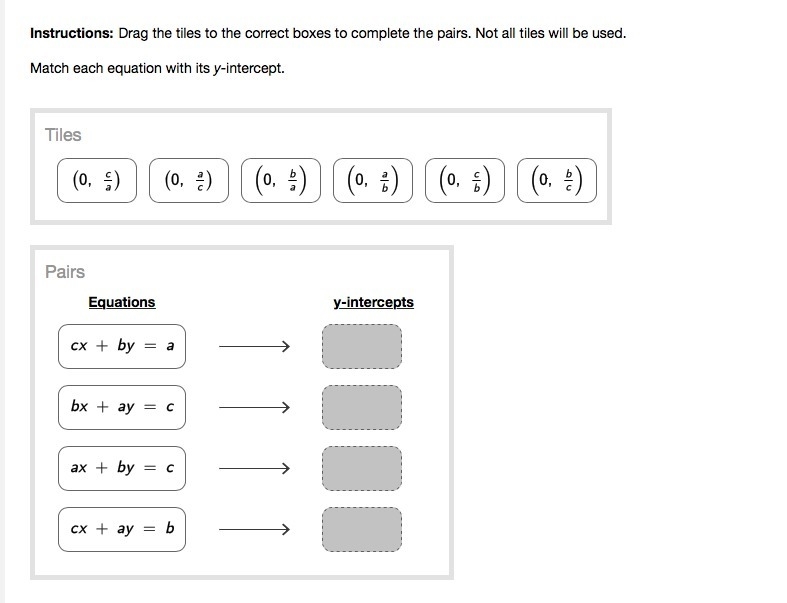 Match each equation with its y intercept-example-1