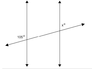 The image below shows two parallel lines cut by a transversal. What is the value of-example-1