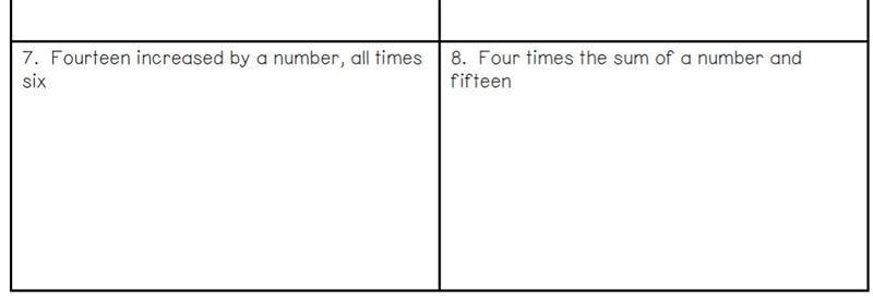 Read each verbal expression Then assign a variable and distribute-example-1