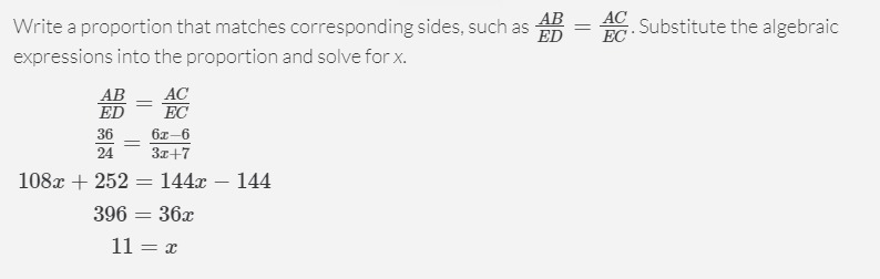 Hi, can someone help explain this. (Triangle similarity/10th grade)-example-2