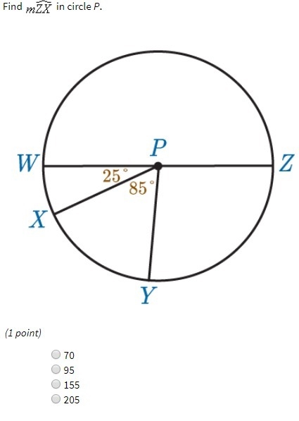 Find mZX in circle P. (Picture attached)-example-1