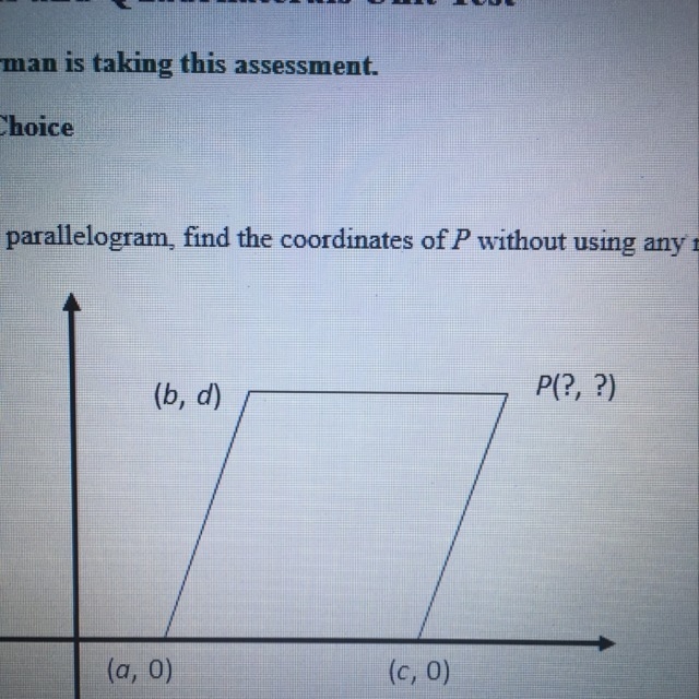 For the Parallelogram, find the coordinates of P without using any new variables. If-example-1