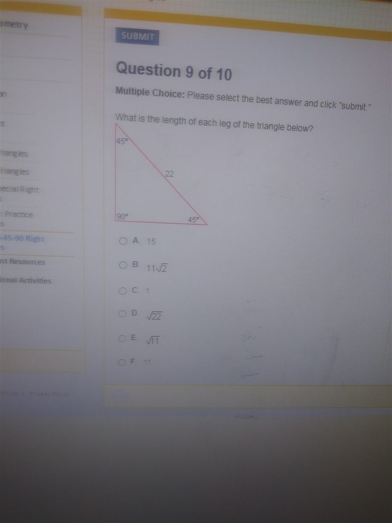 What is the length of each leg of the triangle below-example-1