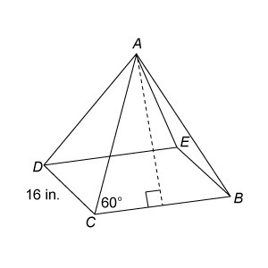 Pyramid ABCDE is a square pyramid. What is the lateral area of pyramid ABCDE ?-example-1