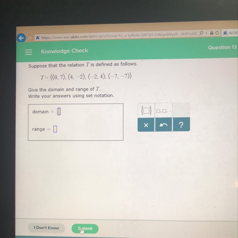 Give domain and range of T-example-1