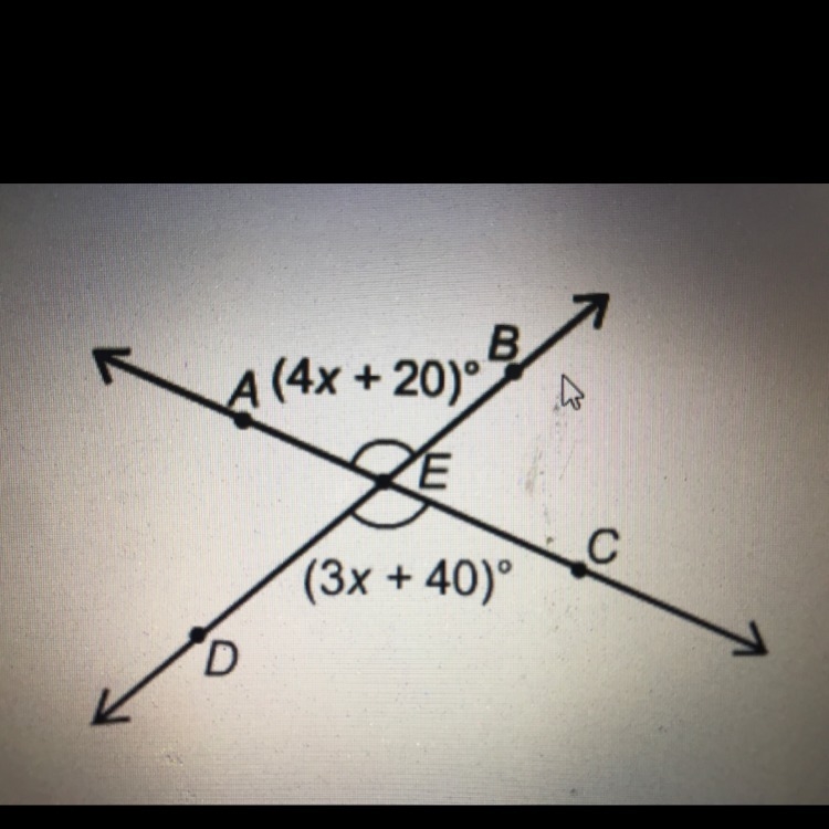 Find m< AEB A. 80* B. 90* C. 100* D. 120*-example-1