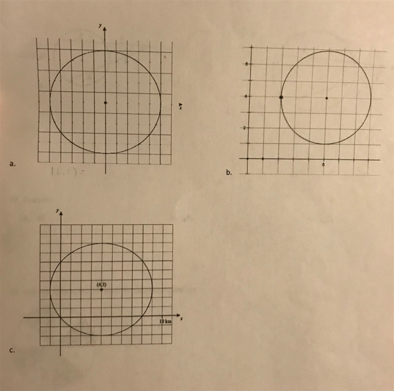 How do I find the center & radius, then write a standard equation for a,b, and-example-1