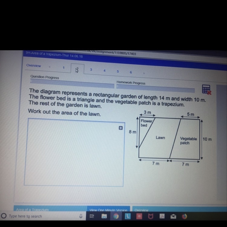 Work out the area of the lawn-example-1