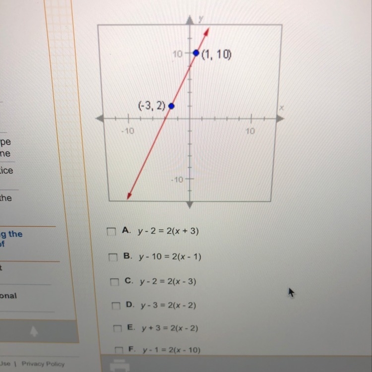 Which of the following equations describe the line below? Check all that apply-example-1