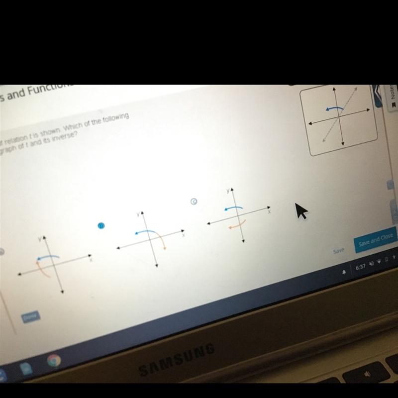 The graph of relation t is shown. Which of the following shows the graph of t and-example-1