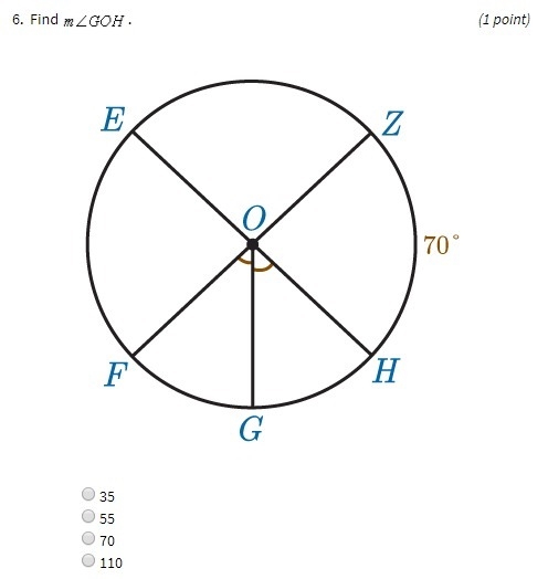 I'm confused can someone explain it to me. Find m∠ FOE. a. 35 b. 55 c. 70 d. 110-example-2