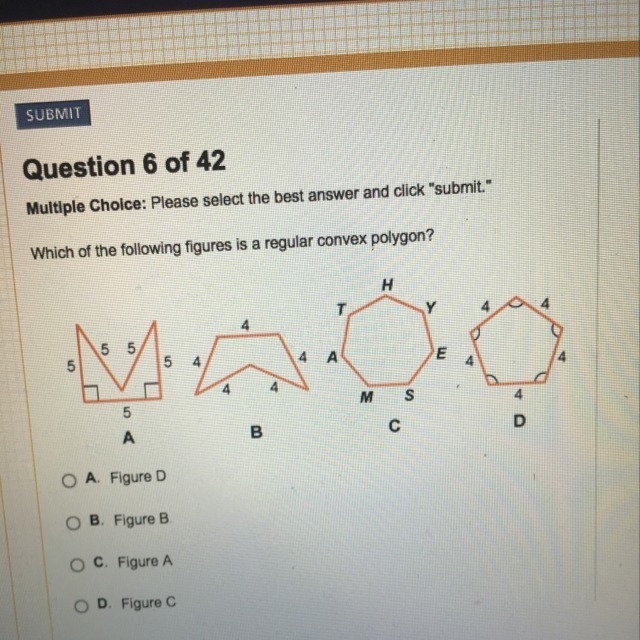 Please HELP! Which figure is a regular convex polygon?-example-1