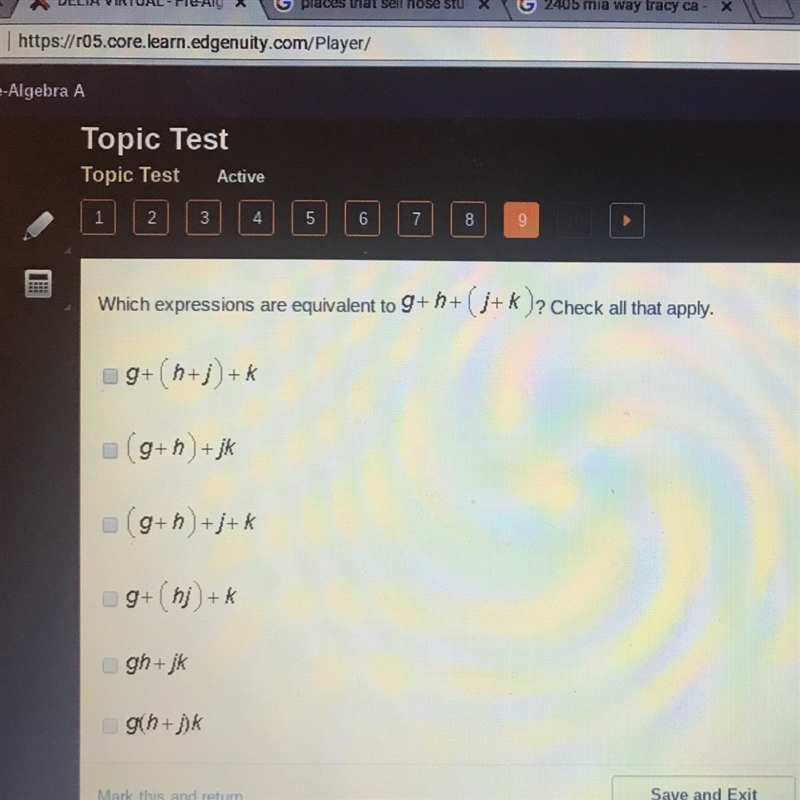 Which expressions are equivalent to g+h+ (j+k)? Check all that apply.-example-1