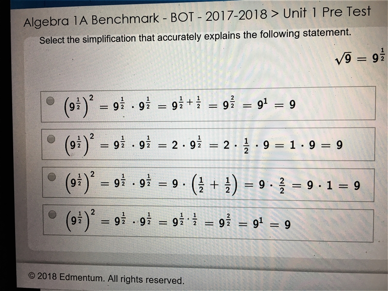 Select the simplification that accurately explains the following statement. Thank-example-1