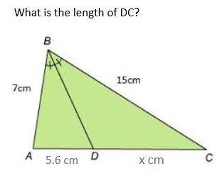 What is the length of segment DC? A. 13.6 cm B. 26 cm C. 2.61 cm D. 12 cm-example-1