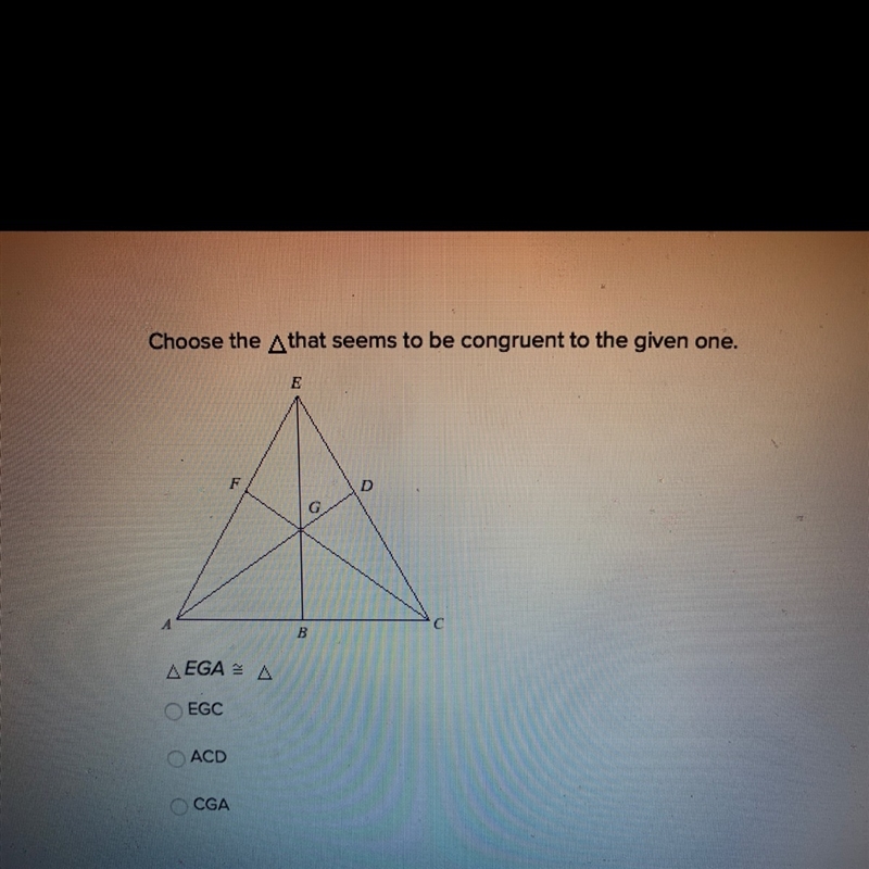 Chose the triangle that seems congruent to the given one-example-1