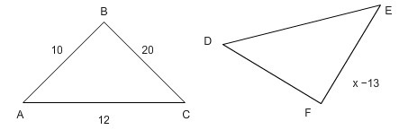 Triangle ABC is congruent to triangle DFE. Find x.-example-1