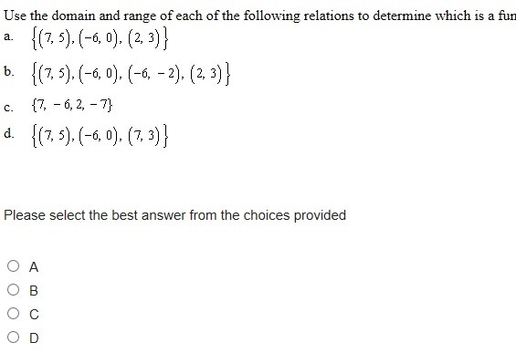 use the domain and range of each of the following relations to determine which is-example-1