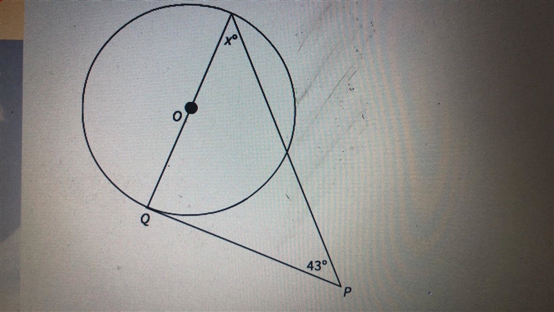 Find the value of x in this figure? 47 53 43 57-example-1