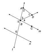 M∥n, m∠1 = 65°, m∠2 = 60°, and m∠6 = 85°. What is m∠DBC?-example-1