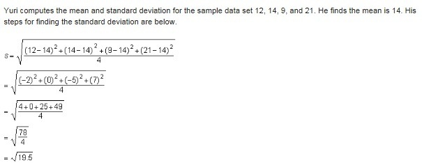 What is the first error he made in computing the standard deviation? A.Yuri failed-example-1