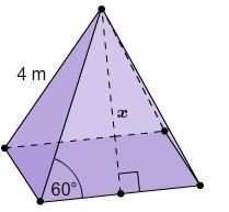 What is the slant height x of this square pyramid? Express your answer in radical-example-1