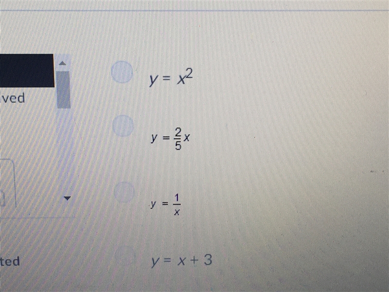 Which equation represents a direct linear variation?-example-1