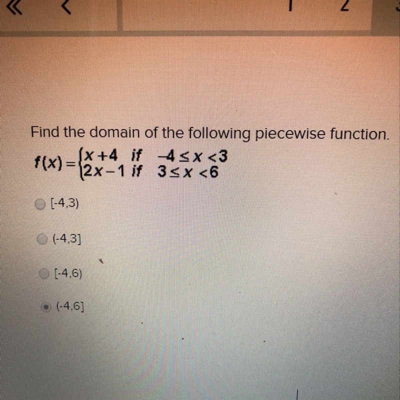 Find the domain of the following piecewise function.-example-1