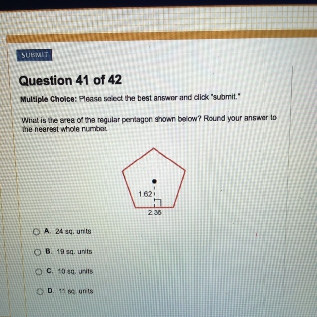 What is the area of the regular pentagon below? Round to nearest whole number ! Thank-example-1