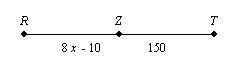 Z is the midpoint of segment RT. Find the value for x and the measure of line segments-example-1