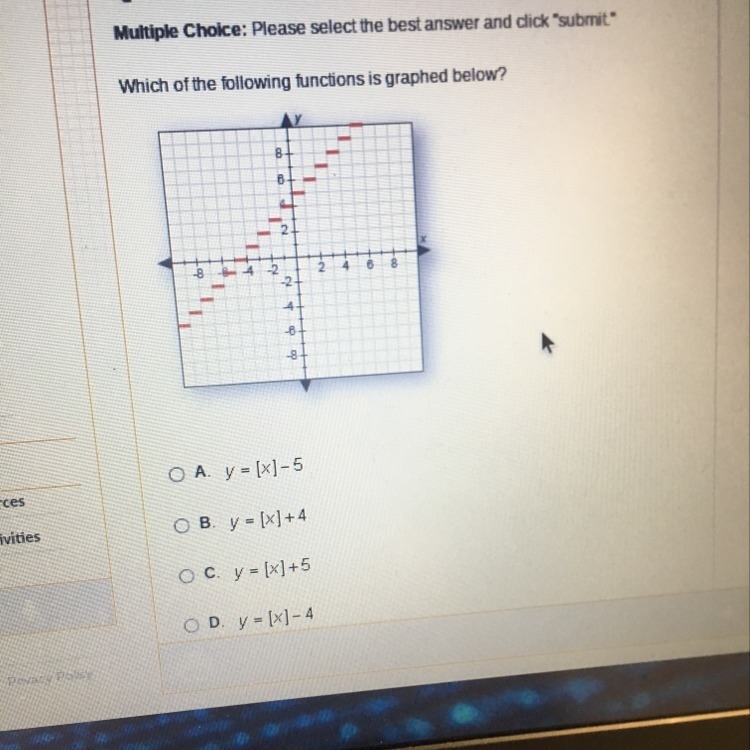 Which of the following functions is graphed below ?(:-example-1