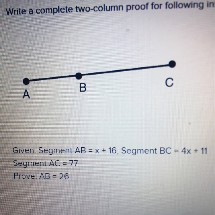 Write a complete two-column proof for the following information given-example-1