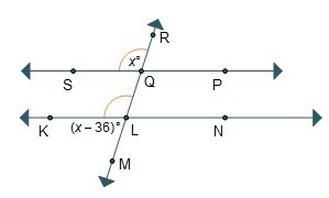 In the figure, RQS QLK. What is the value of x? 36 72 108 144-example-1