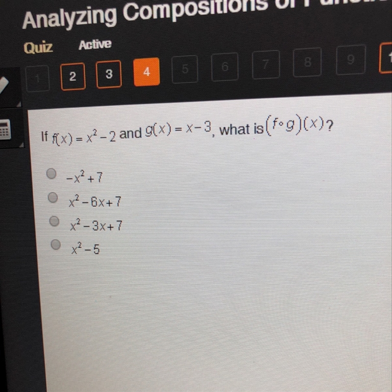 If f(x)=x^2-2 and g(x)=x-3, what is (f*g)(x)?-example-1