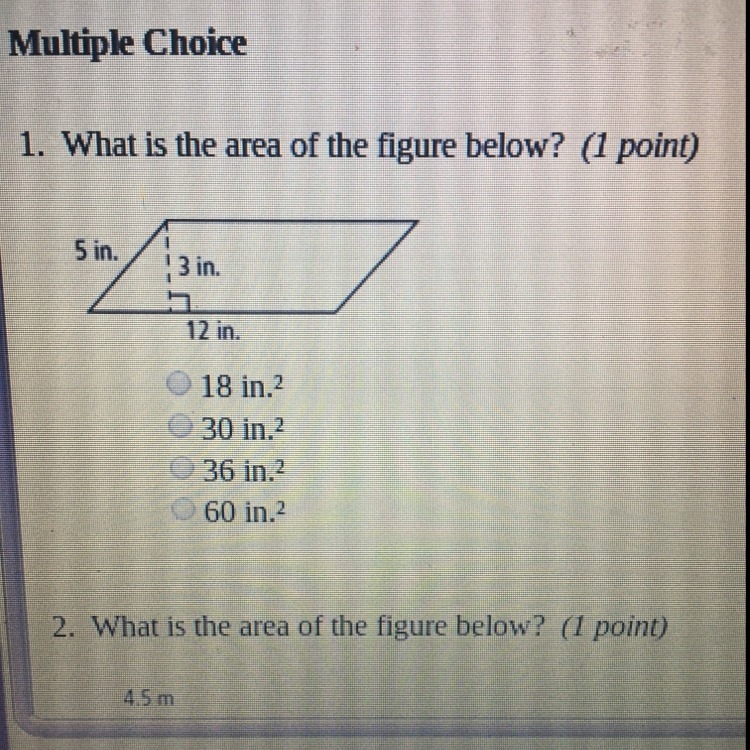 What is the area of the figure below?-example-1