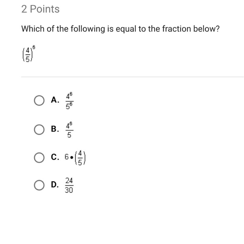 Which of the following is equal to the fraction below ???-example-1