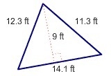 Robert needs enough mulch to cover the triangular garden shown below. If one bag of-example-1